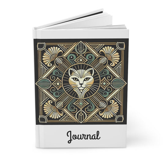 Cat Journal Hardcover, Vintage Art Deco Design, LGBT Book Lovers Gift, Retro Diary, Nature Journal, Queer Literature Notebook, Gay Cat Lover