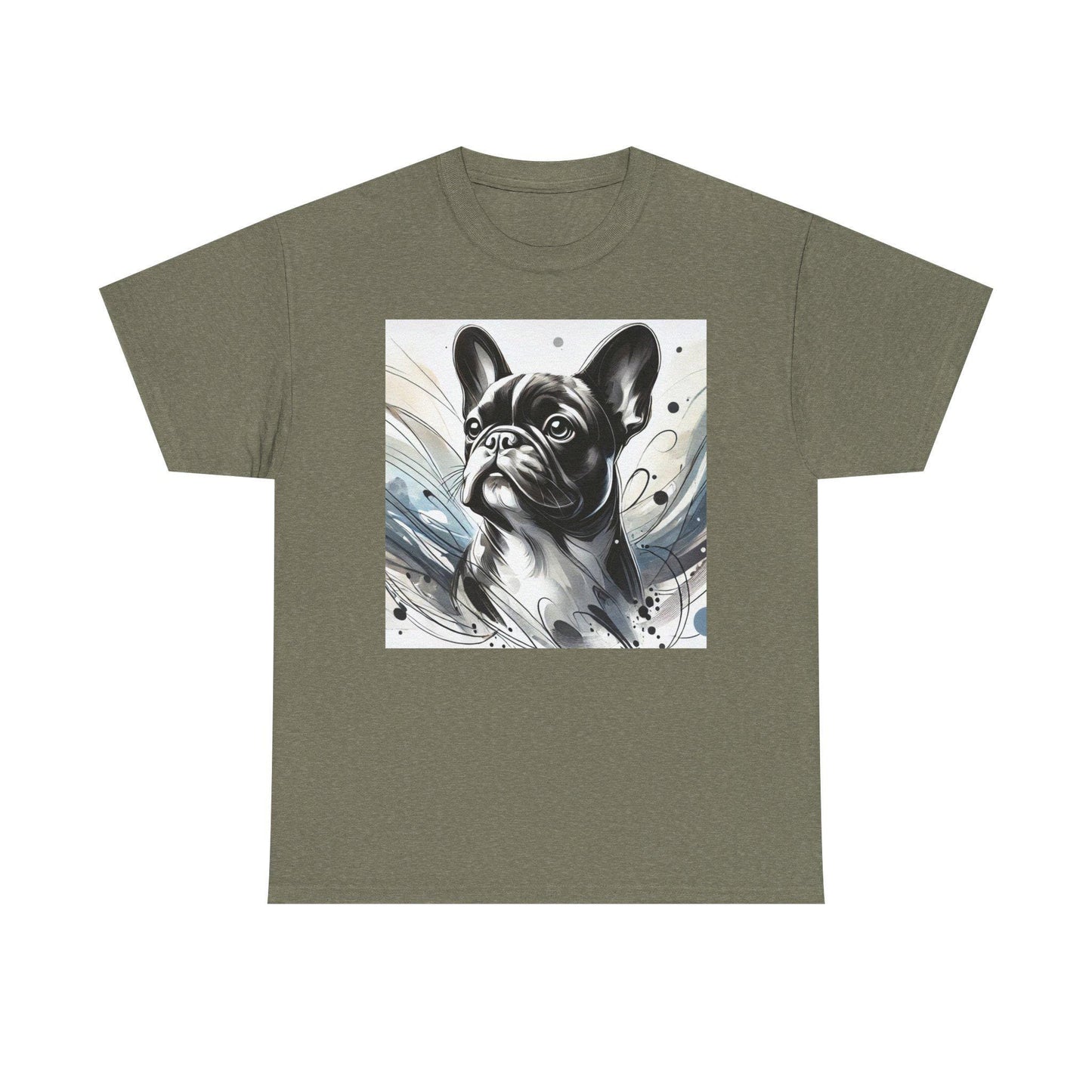 Dog Tee, French Bulldog Watercolor Design, Unisex LGBT Frenchie Dog Lover Gift, Gay Graphic Top, Unisex Heavy Cotton T-shirt, 7 Colors