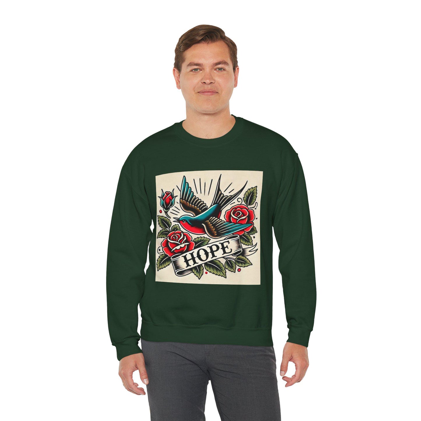 Vintage Tattoo Sweatshirt, HOPE Tattoo Design, Unisex Crewneck Jumper, Vintage Pullover, Gift for Tattoo Lover, Retro Style