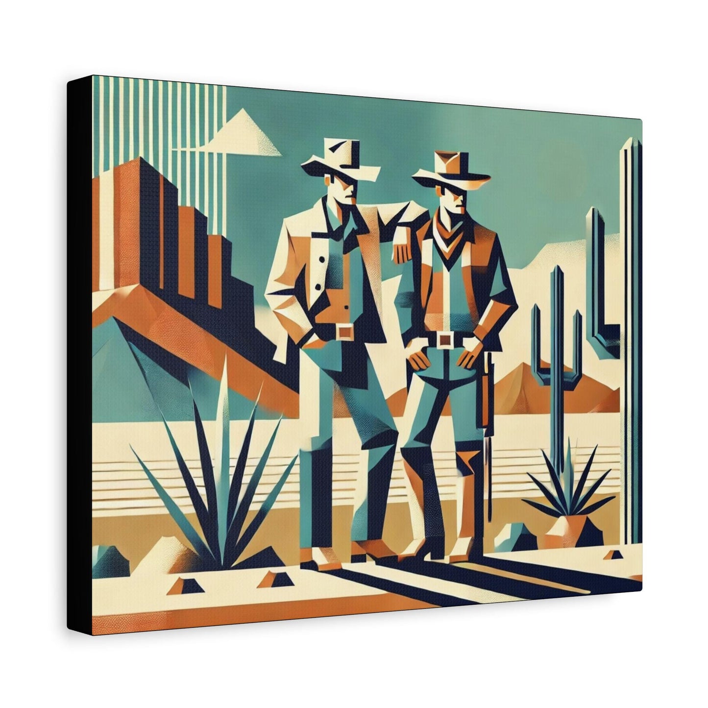 Original Modern Cubist Southwestern Canvas Print, Matte Stretched Art, 7 Sizes Available, Wall Decor, Landscape Painting, Home Office Decor