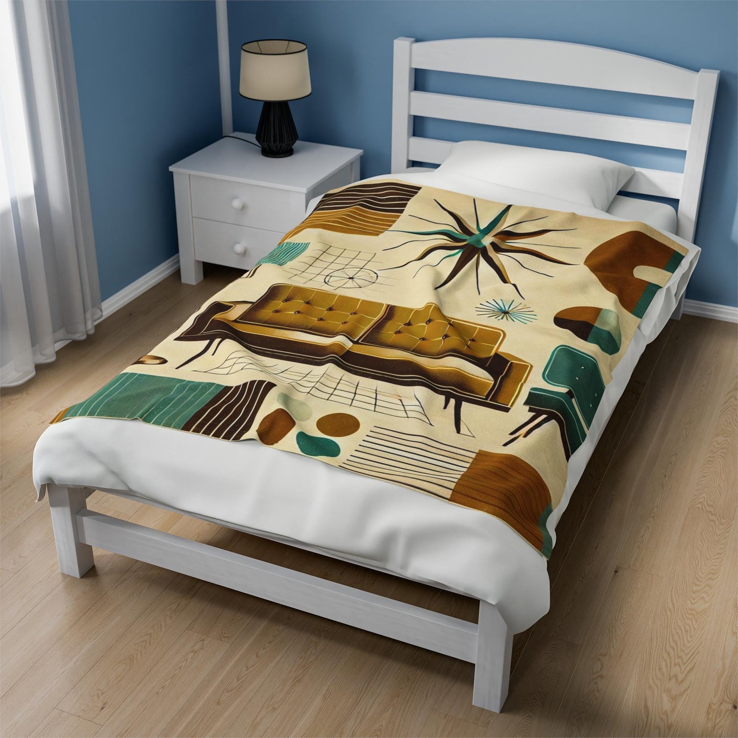 Plush Blanket, Mid-Century Modern Design, Soft Fleece Throw, Housewarming Gift, Chic Home Decor, Bauhaus Theme, Warm Bedding