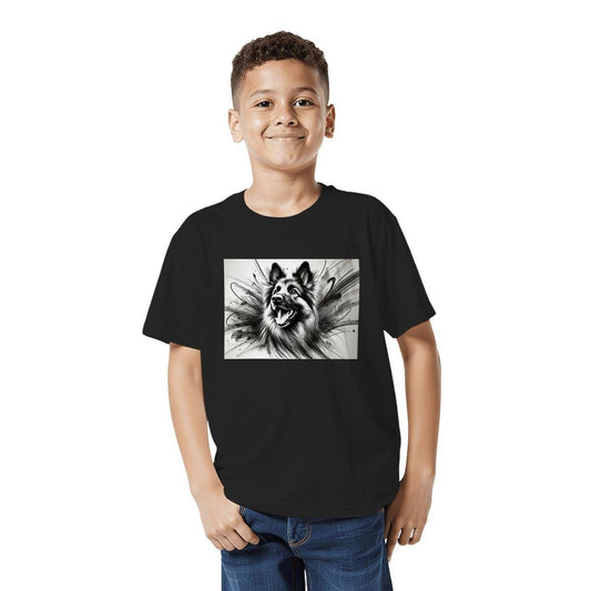 Kids Tee, Fun German Shepherd Youth T-Shirt, Unique Birthday Gift, Casual Vacation Wear, Original Art Tee, Kid's Fashion, Back To School