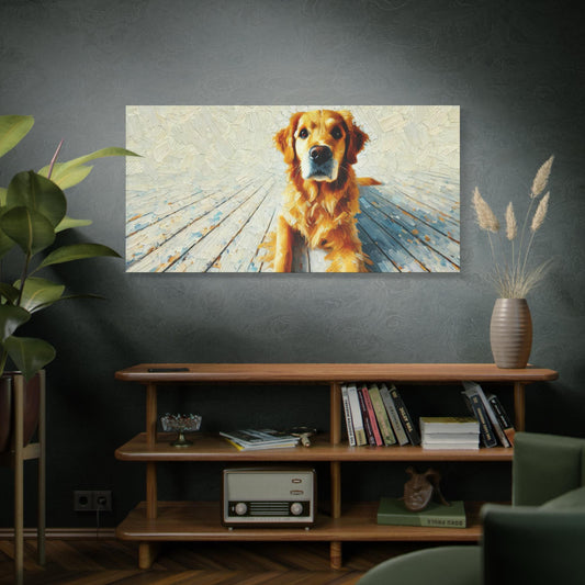 Canvas Print, Modern Impressionist Golden Retriever Portrait, Housewarming Gift, Dog Lover Home Decor, Original Stretched Wall Art, 7 Sizes
