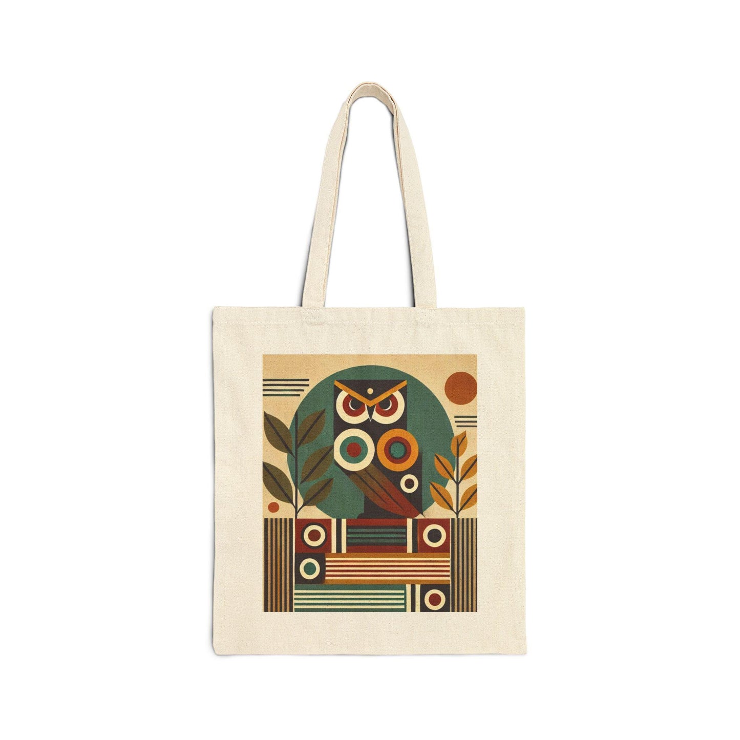 Mid-Century Modern Owl Cotton Canvas Tote Bag - Owl Lover Gift, Retro Shoulder Bag, Shopping Bag, Vintage Owl Tote, Book Lover