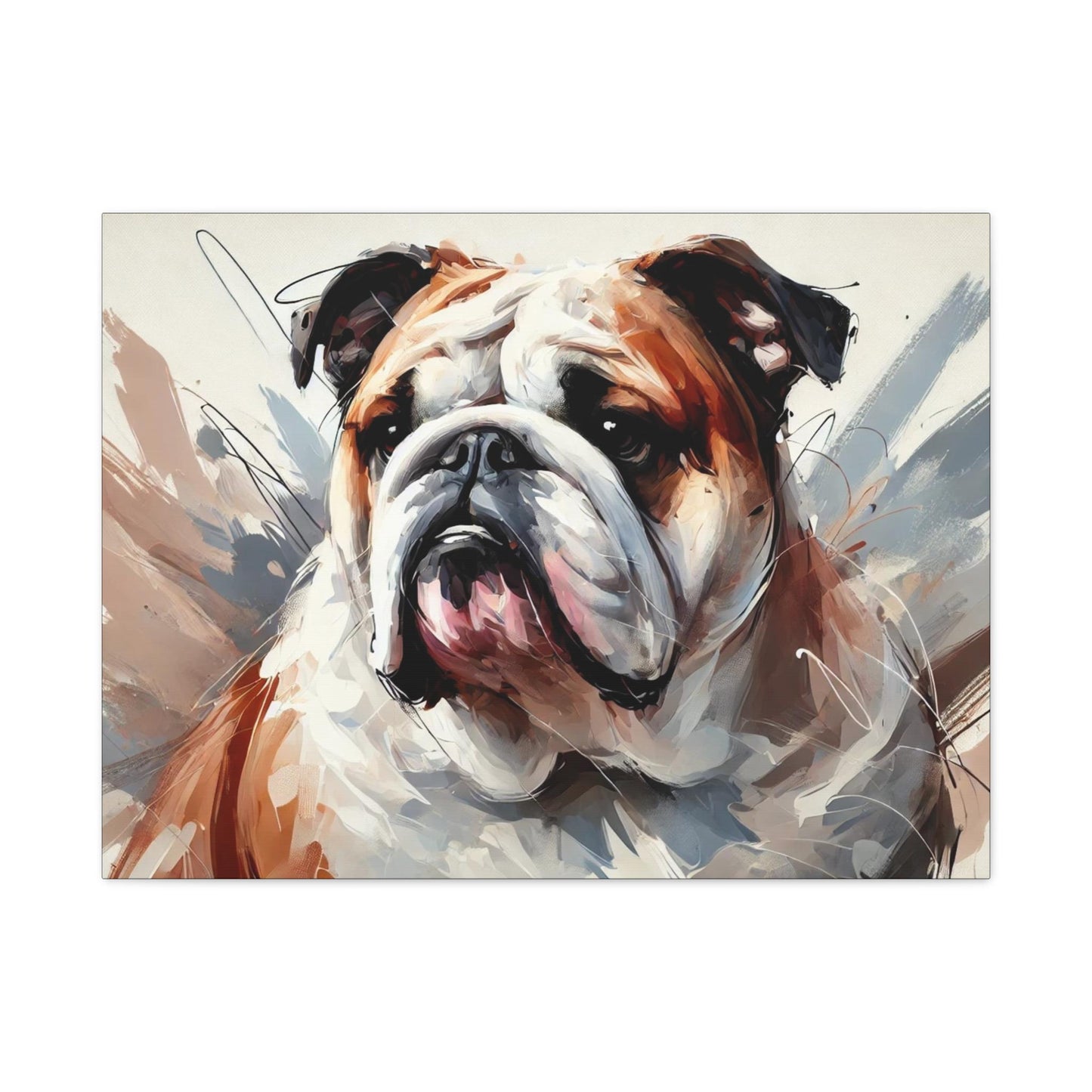 Bulldog Canvas, Original Modern Impressionist Wall Art Home Decor, Matte Stretched Print, LGBT Housewarming Gift, Gay Bulldog Dog Lover