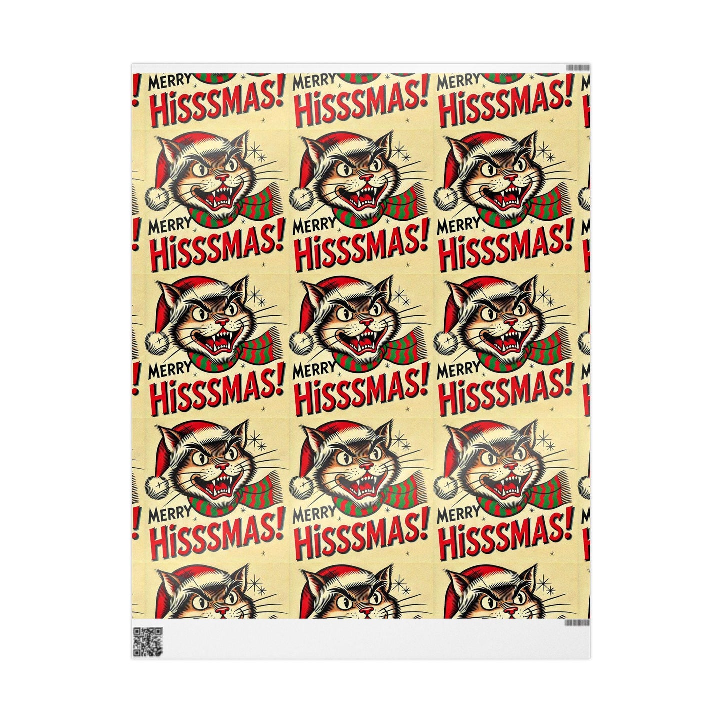 Christmas Cat Wrapping Paper. Funny Hisssmas Gift Wrapping for Cat Lovers