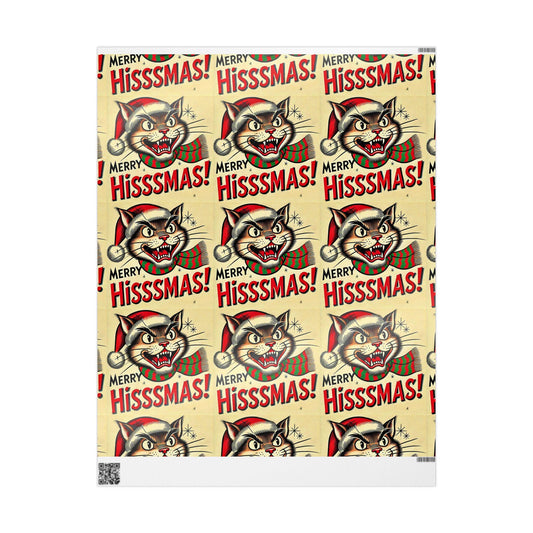 Christmas Cat Wrapping Paper. Funny Hisssmas Gift Wrapping for Cat Lovers