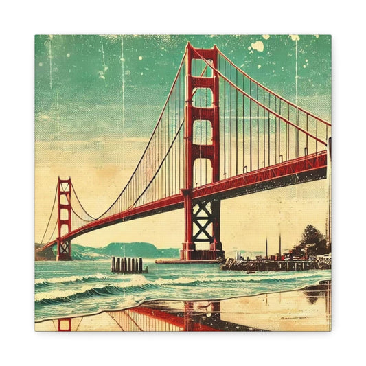 Canvas Print, San Francisco, Golden Gate Bridge, Housewarming or Birthday Gift, California Vintage Charm, Wall Art Decor, Stretched Matte