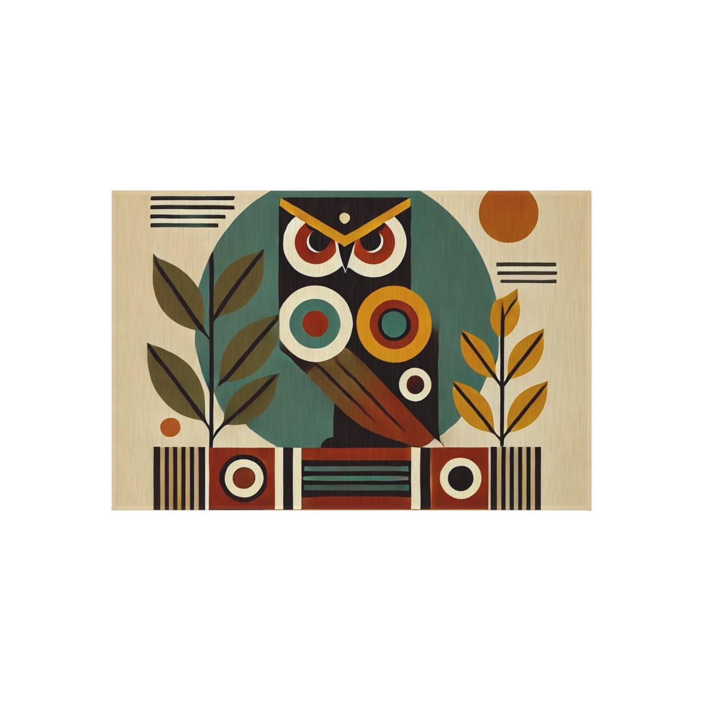 Owl Door Mat Mid-Century Modern, Outdoor Rug, Welcome, Patio Rug, Bauhaus, Retro Charm, Home Decor, Housewarming Gift, Porch, Indoor/Outdoor