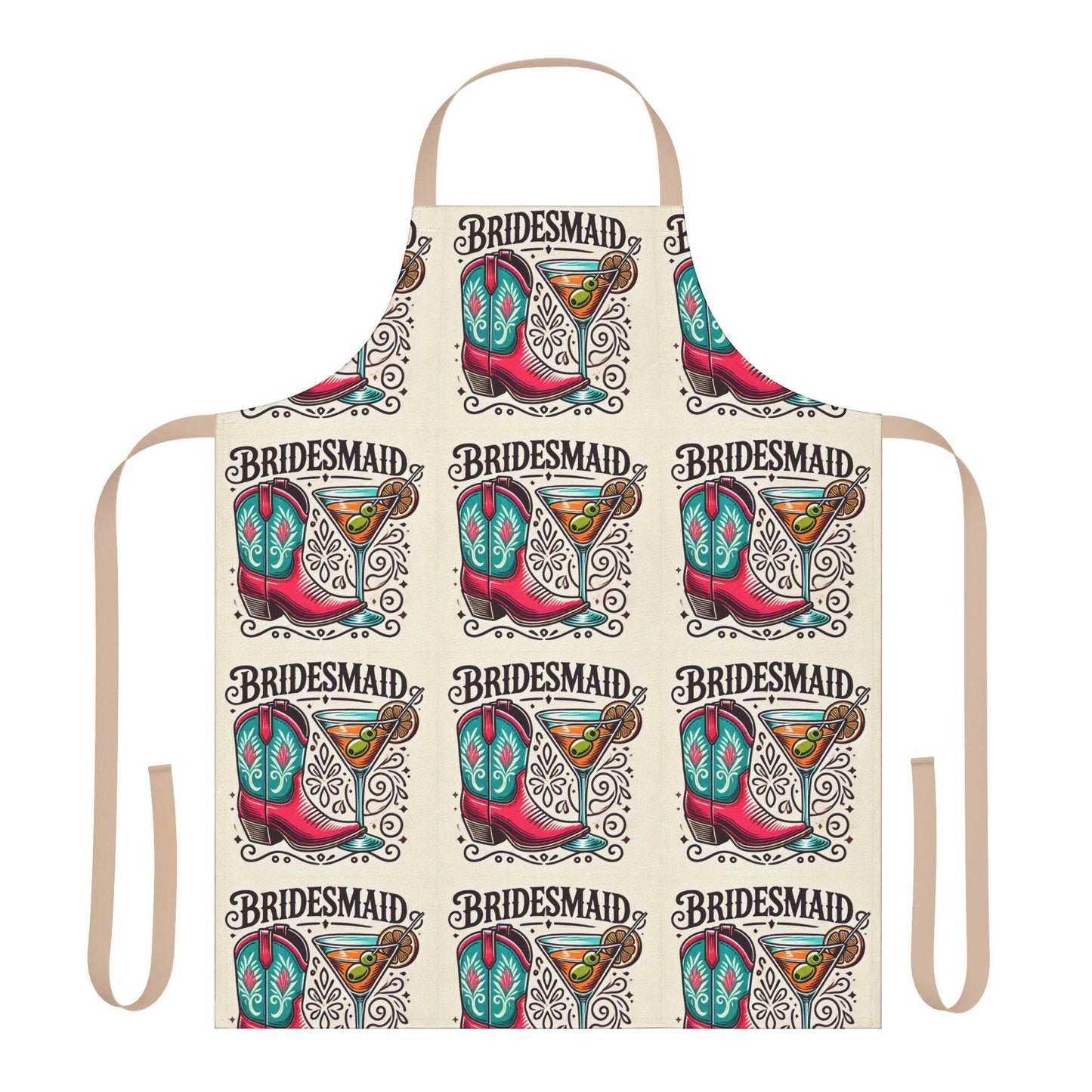 Bridesmaid Gift Apron, 5-Color Straps to Choose From, Wedding Party Gifts, Kiss the Cook, Newlyweds