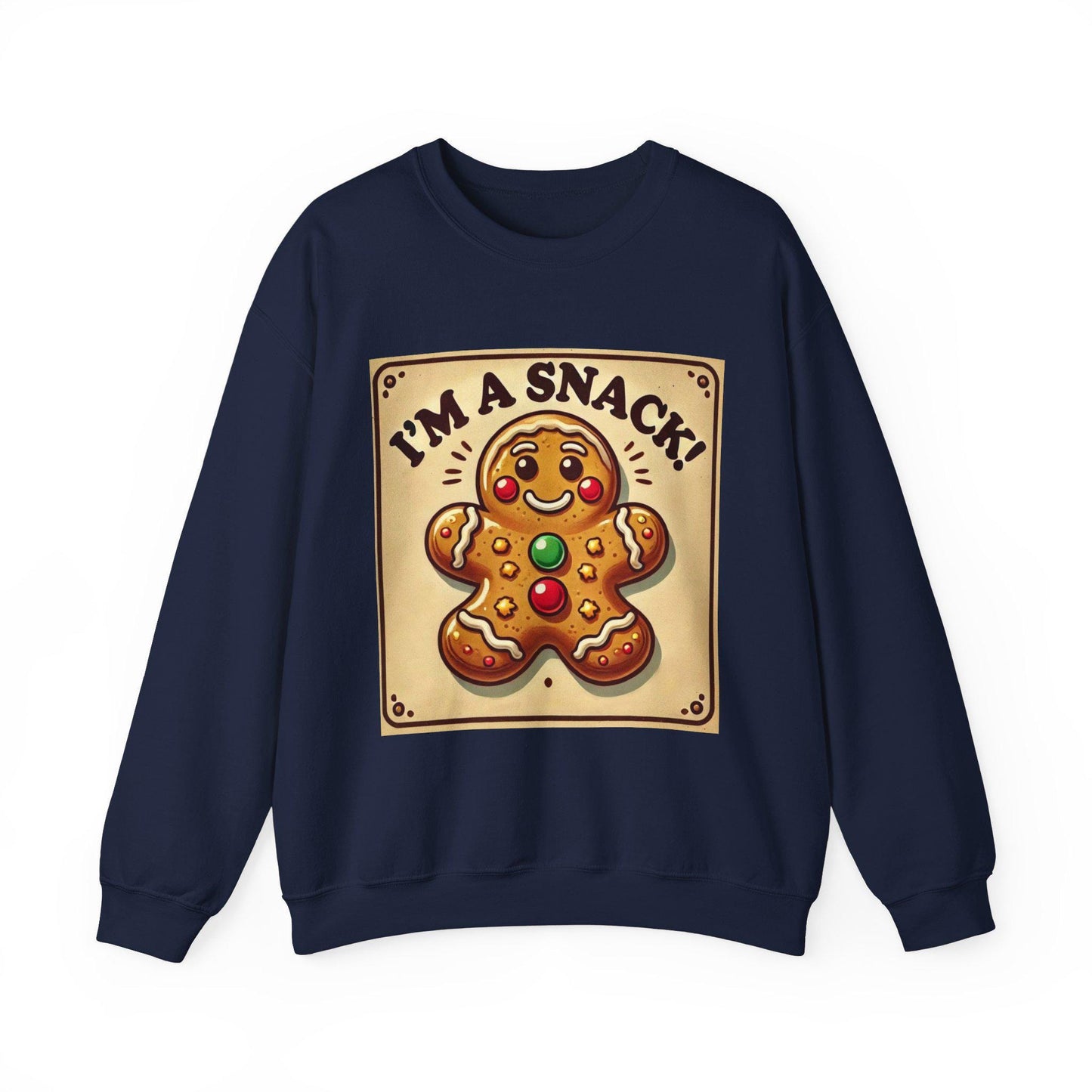 Funny Christmas Unisex Heavy Blend™ Sweatshirt, I'm a Snack Gingerbread Man, Fun Gift for Wife or Girlfriend