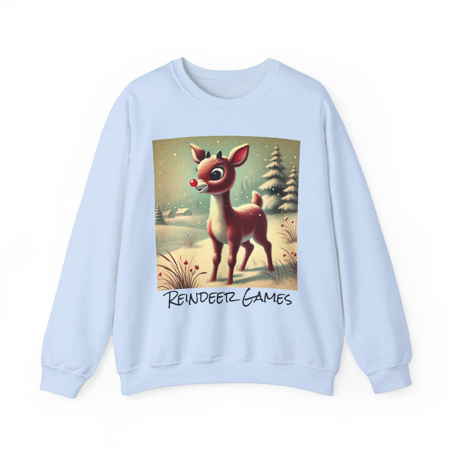 Reindeer Games Unisex Heavy Blend™ Christmas Sweatshirt, Rudolph, Ice Skating, Cute Gift for Partner