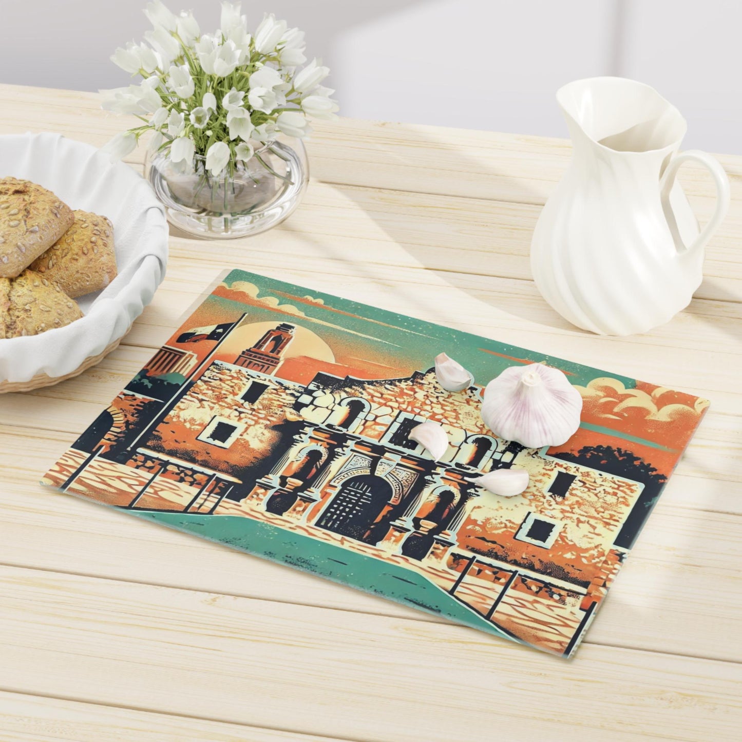 Texas Cutting Board, The Alamo Design, Kitchen Home Decor, Housewarming Gift, Foodie Chef Gift, Texas Souvenir, Unique Custom Cutting Board