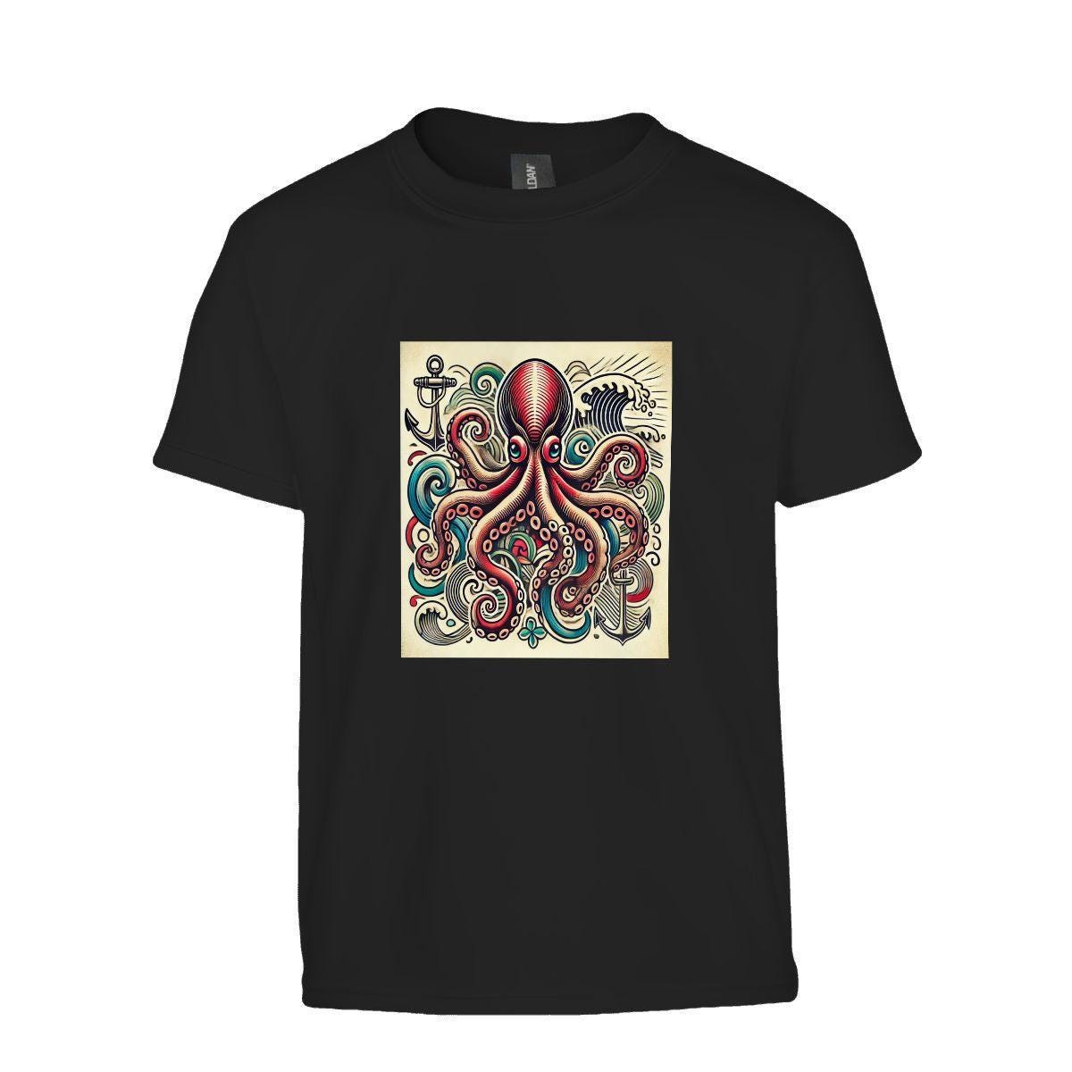 Kids Tee, Fun Octopus Youth T-Shirt, Unique Birthday Gift, Casual Beach Vacation Wear, Original Art Tee, Kid's Fashion, Back To School