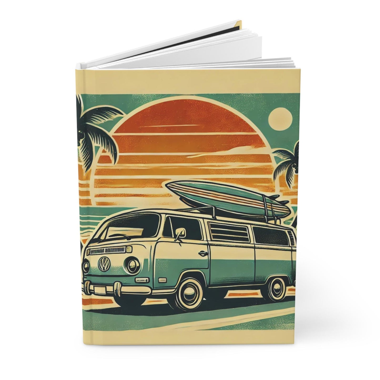Journal Surfer Hardcover, Vintage California Charm Notebook, Books Lovers Gift, Retro Diary, Volkswagen Journal, Literature Enthusiast